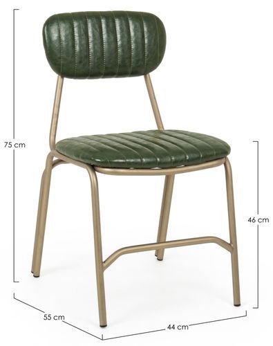 Chaise en acier vert foncé et doré Addy - Lot de 2 - Photo n°3; ?>