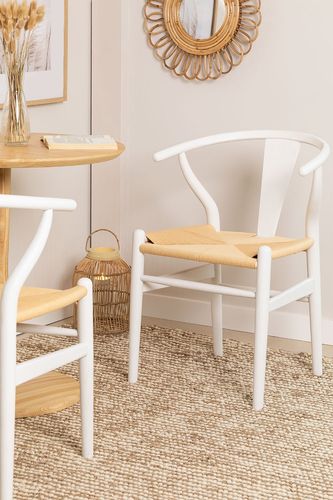Chaise en bois blanc et corde naturel Kaylo - Photo n°2; ?>