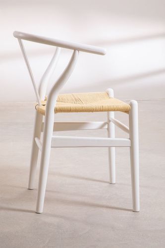 Chaise en bois blanc et corde naturel Kaylo - Photo n°3; ?>