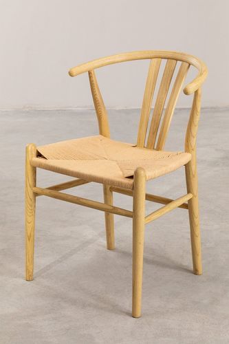Chaise en bois d'orme et corde naturel Pyria - Photo n°2; ?>