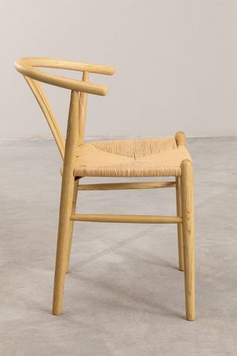 Chaise en bois d'orme et corde naturel Pyria - Photo n°3; ?>