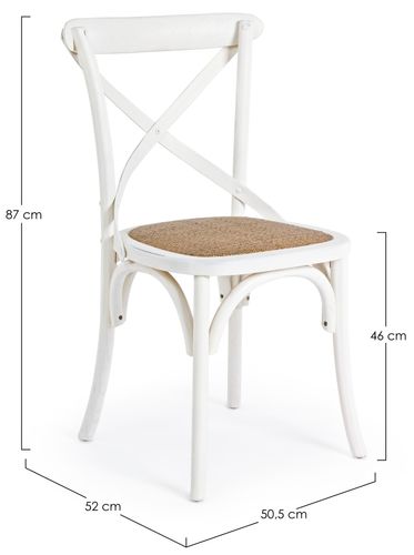 Chaise en bois d'orme et rotin blanc Cross - Lot de 2 - Photo n°3; ?>
