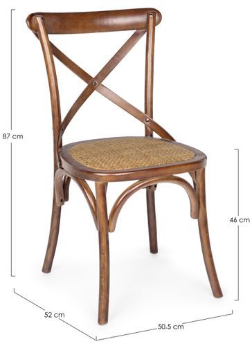 Chaise en bois d'orme et rotin marron Cross - Lot de 2 - Photo n°2; ?>