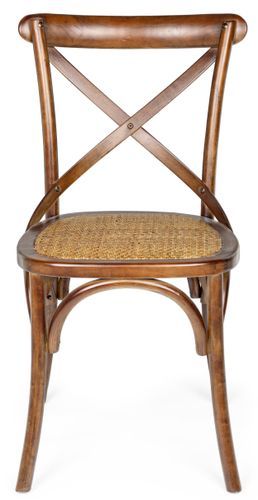 Chaise en bois d'orme et rotin marron Cross - Lot de 2 - Photo n°3; ?>