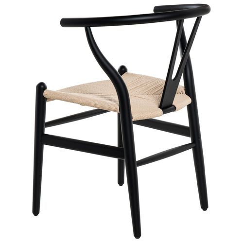 Chaise en bois d'orme noir et corde tressée naturelle Maya - Photo n°2; ?>