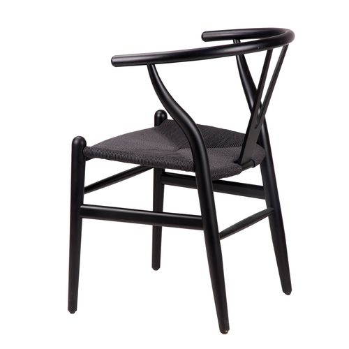 Chaise en bois d'orme noir et corde tressée noir Maya - Photo n°2; ?>