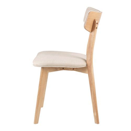 Chaise en bois de chêne et tissu beige clair Bonka - Photo n°3; ?>