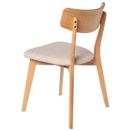 Chaise en bois de chêne et tissu beige clair Reka - Photo n°2; ?>