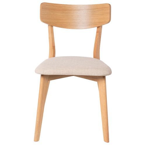 Chaise en bois de chêne et tissu beige clair Reka - Photo n°3; ?>