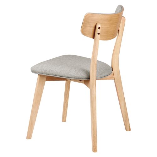 Chaise en bois de chêne et tissu gris clair Bonka - Photo n°2; ?>