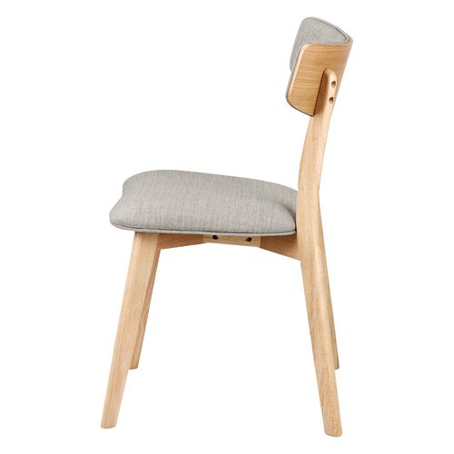 Chaise en bois de chêne et tissu gris clair Bonka - Photo n°3; ?>