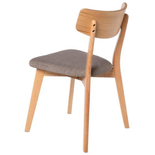 Chaise en bois de chêne et tissu gris clair Reka - Photo n°2; ?>