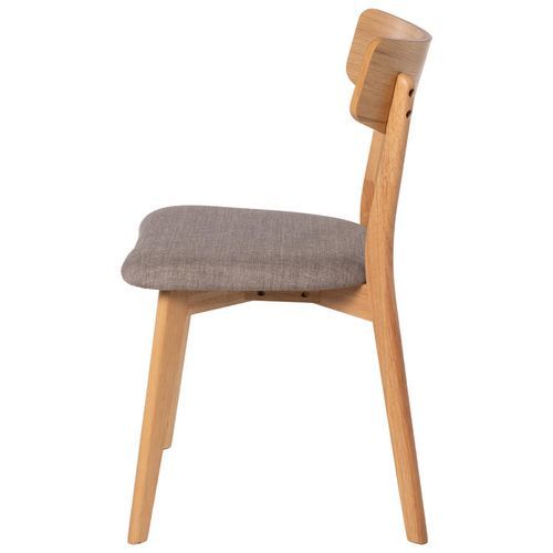 Chaise en bois de chêne et tissu gris clair Reka - Photo n°3; ?>