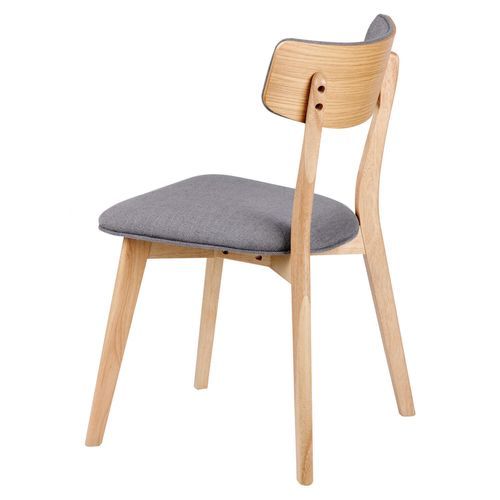 Chaise en bois de chêne et tissu gris foncé Bonka - Photo n°2; ?>