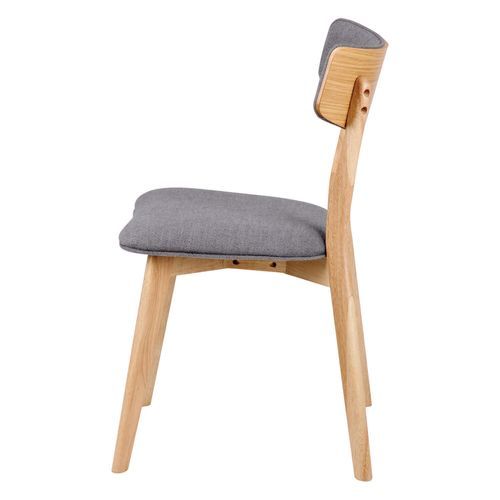 Chaise en bois de chêne et tissu gris foncé Bonka - Photo n°3; ?>