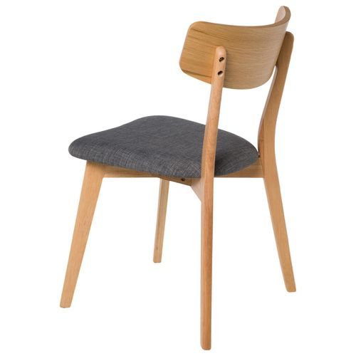 Chaise en bois de chêne et tissu gris foncé Reka - Photo n°2; ?>