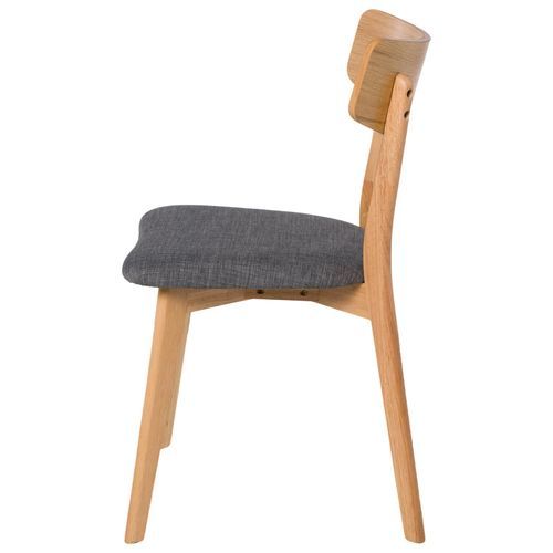 Chaise en bois de chêne et tissu gris foncé Reka - Photo n°3; ?>