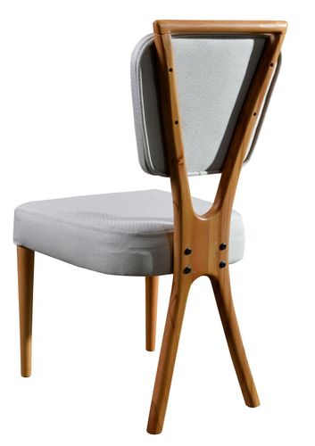 Chaise en bois de chêne et tissu lin crème Karny - Lot de 2 - Photo n°2; ?>