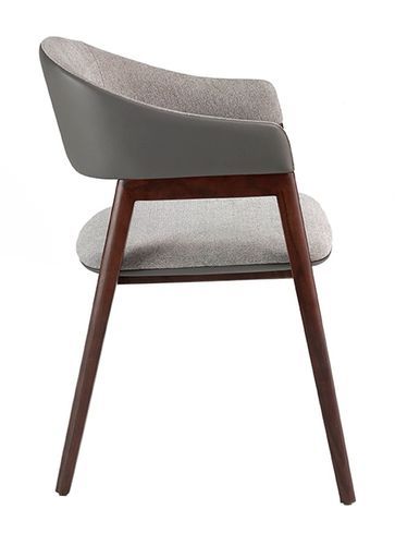 Chaise en bois de frêne couleur noyer et simili tissu gris Gaby - Photo n°3; ?>