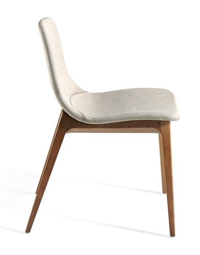 Chaise en bois de frêne et tissu beige Béa - Lot de 2 - Photo n°3; ?>