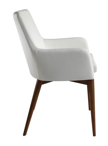 Chaise en bois de frêne et tissu blanc Boris - Lot de 2 - Photo n°3; ?>