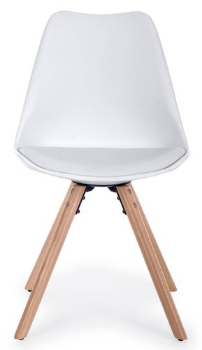 Chaise en bois de hêtre et plastique blanc Teddy - Lot de 4 - Photo n°2; ?>