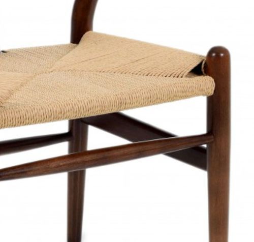 Chaise en bois de noyer et assise en corde en fibre naturelle Ponka - Photo n°3; ?>