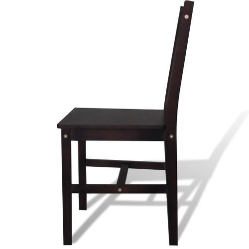 Chaise en bois de pin marron vernis Dina - Lot de 2 - Photo n°3; ?>