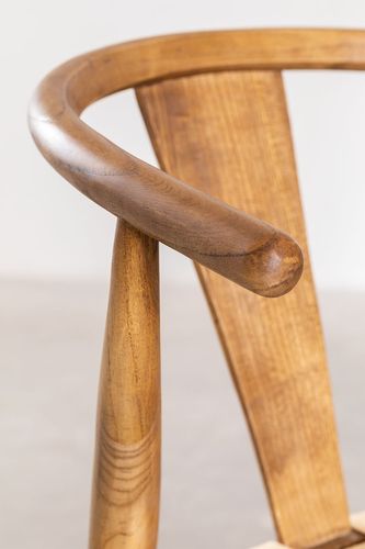 Chaise en bois foncé et corde naturel Kaylo - Photo n°3; ?>