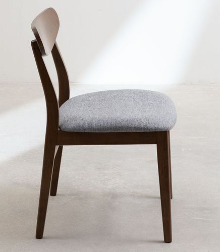 Chaise en bois marron et tissu gris Klouda - Photo n°2; ?>