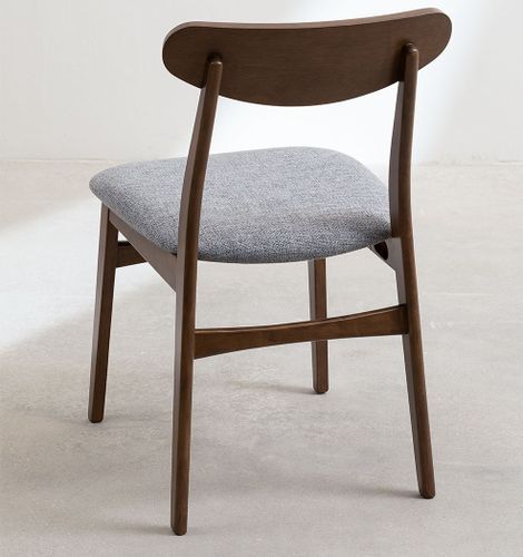 Chaise en bois marron et tissu gris Klouda - Photo n°3; ?>