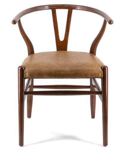 Chaise en bois massif marron et assise en cuir Kuiza - Photo n°2; ?>