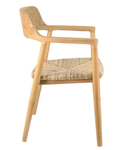 Chaise en bois massif naturel et assise en rotin Louika - Photo n°2; ?>