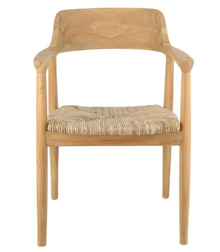 Chaise en bois massif naturel et assise en rotin Louika - Photo n°3; ?>