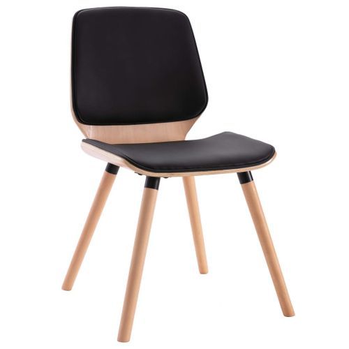 Chaise en bois naturel et simili cuir noir Klazo - Lot de 6 - Photo n°3; ?>