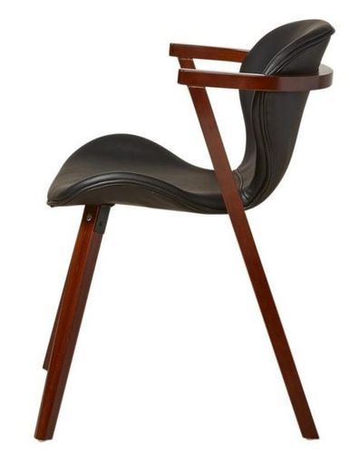 Chaise en bois noyer et similicuir noir Kazy - Photo n°2; ?>