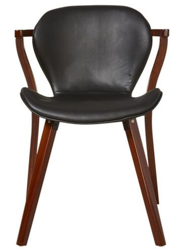 Chaise en bois noyer et similicuir noir Kazy - Photo n°3; ?>