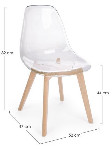 Chaise en polycarbonate et pieds en bois Esia - Lot de 4 - Photo n°3; ?>