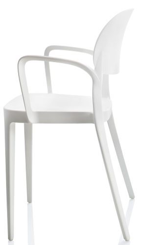 Chaise en polypropylène blanc avec accoudoirs Kate - Lot de 4 - Photo n°2; ?>