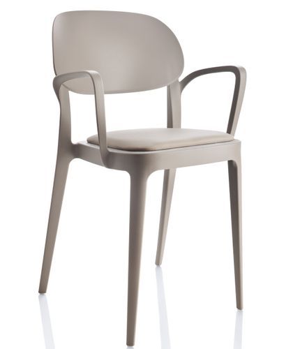 Chaise en polypropylène blanc avec accoudoirs Kate - Lot de 4 - Photo n°3; ?>