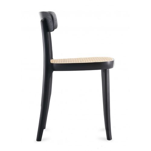 Chaise en rotin noir et bois de frênes - Photo n°3; ?>