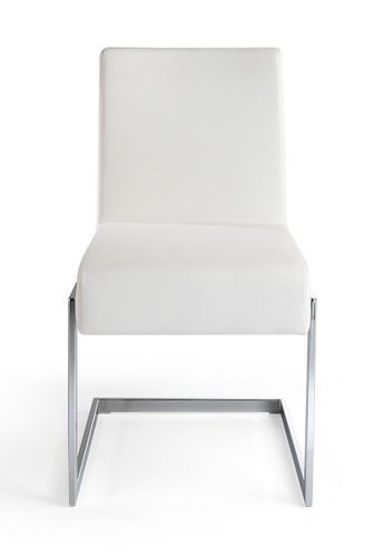 Chaise en similicuir blanc et pieds acier Gaston - Lot de 4 - Photo n°3; ?>