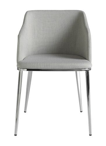 Chaise en tissu gris et pieds en acier argent Gidéon - Lot de 2 - Photo n°3; ?>