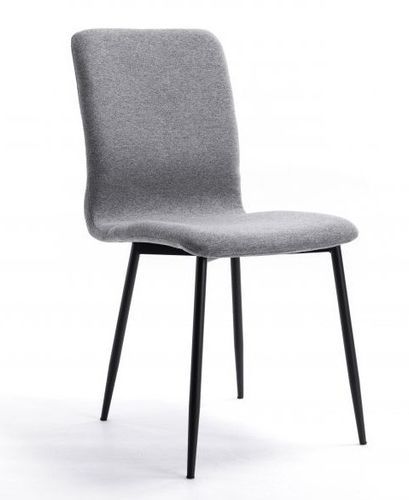 Chaise gris en tissu avec pieds en métal noir Sola- Lot de 2 - Photo n°3; ?>