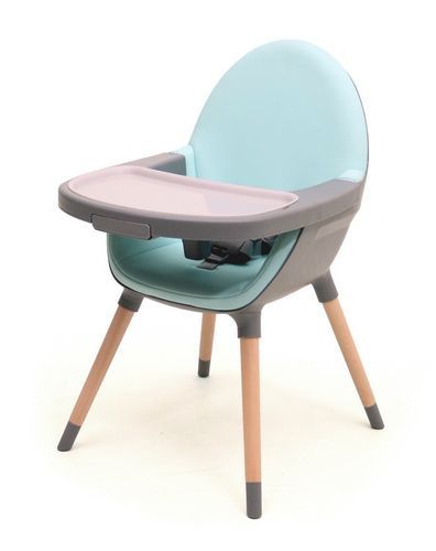 Chaise haute bébé tissu bleu et pieds hêtre massif Essentiel - Photo n°3; ?>