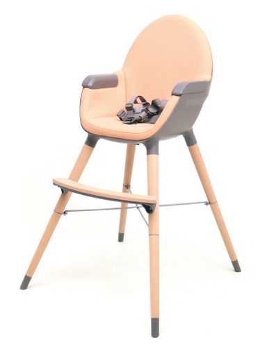 Chaise haute bébé tissu orange et pieds hêtre massif Essentiel - Photo n°2; ?>