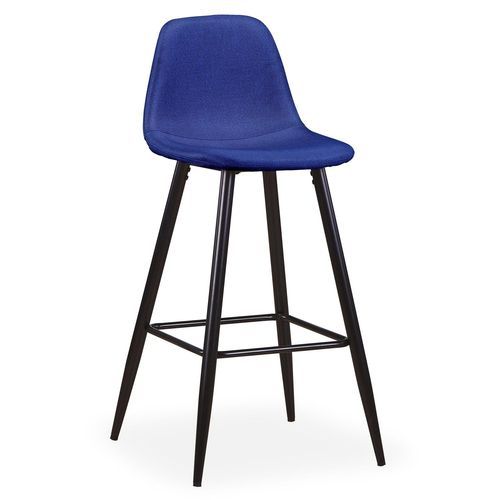 Chaise haute de bar tissu bleu Kofy - Lot de 4 - Photo n°2; ?>