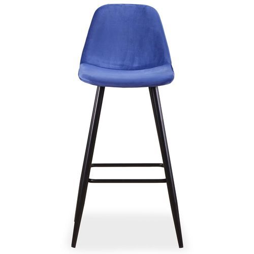 Chaise haute de bar velours bleu Kofy - Lot de 4 - Photo n°3; ?>