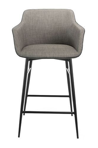 Chaise haute en tissu gris et pieds acier noir Paula - Lot de 2 - Photo n°3; ?>