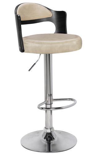 Chaise haute moderne similicuir crème et noir Buli - Lot de 2 - Photo n°2; ?>